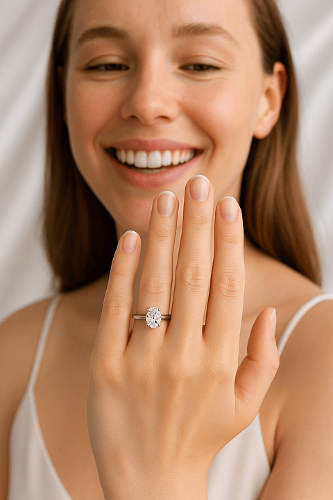 Anillo Solitario Diamante Ovalado Certificado GIA Platino 