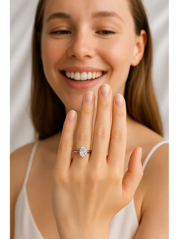 Anillo Solitario Diamante Ovalado Certificado GIA Platino  2