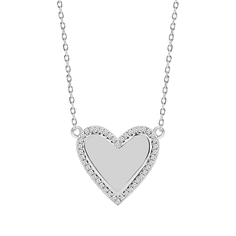 Collar Corazón Diamantes en Oro Blanco 18K