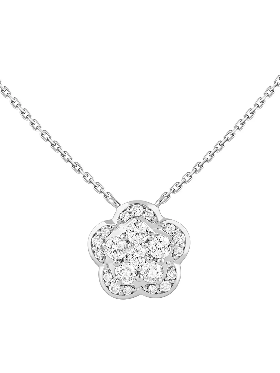 Collar Flor Diamantes en Oro Blanco 18K 1