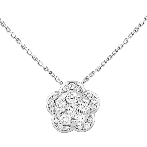 Collar Flor Diamantes en Oro Blanco 18K