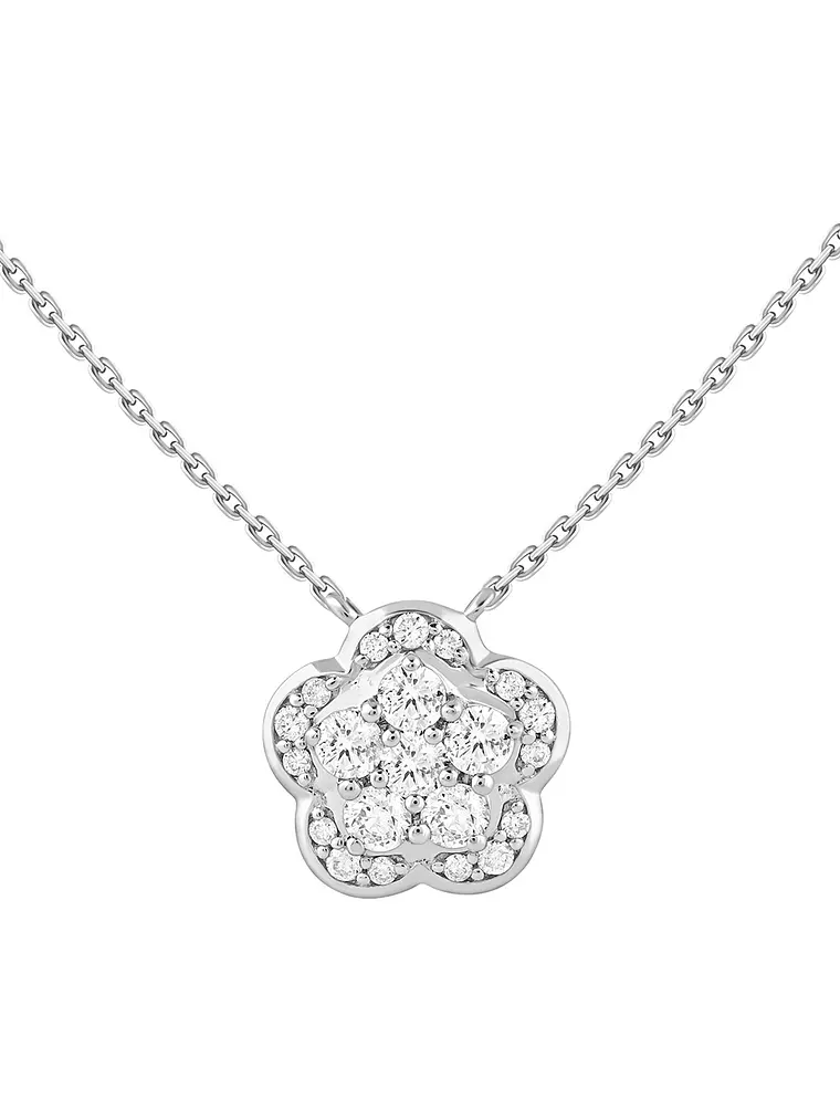 Collar Flor Diamantes en Oro Blanco 18K 1