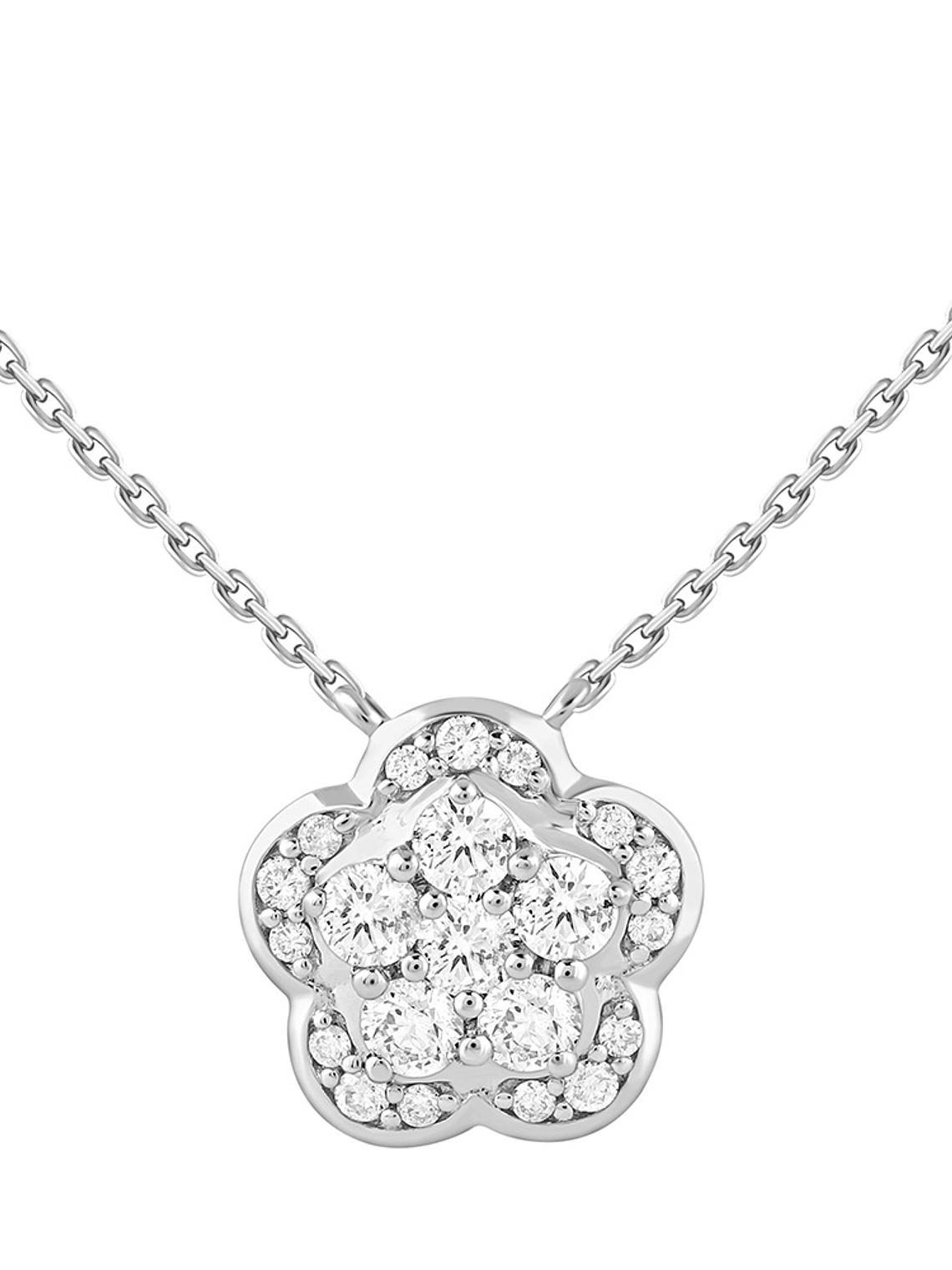 Collar Flor Diamantes en Oro Blanco 18K 1