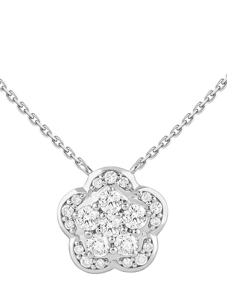 Collar Flor Diamantes en Oro Blanco 18K 1