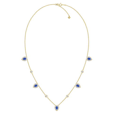 Collar Zafiros y Diamantes Oro Amarillo 18K