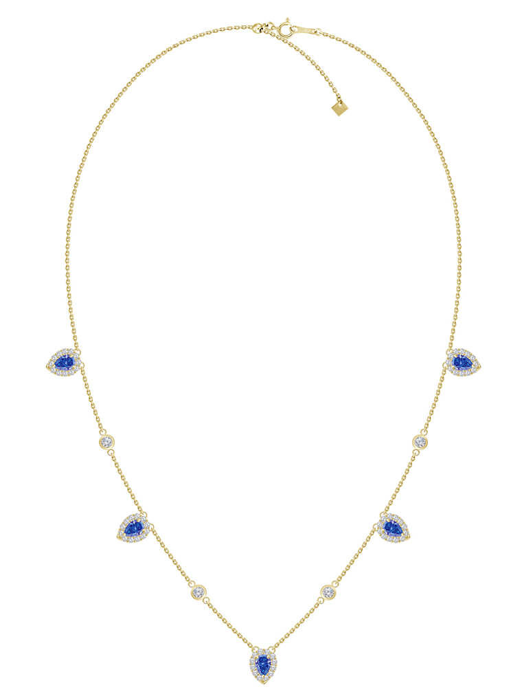 Collar Zafiros y Diamantes Oro Amarillo 18K 2