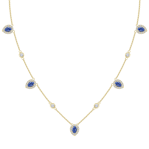 Collar Zafiros y Diamantes Oro Amarillo 18K