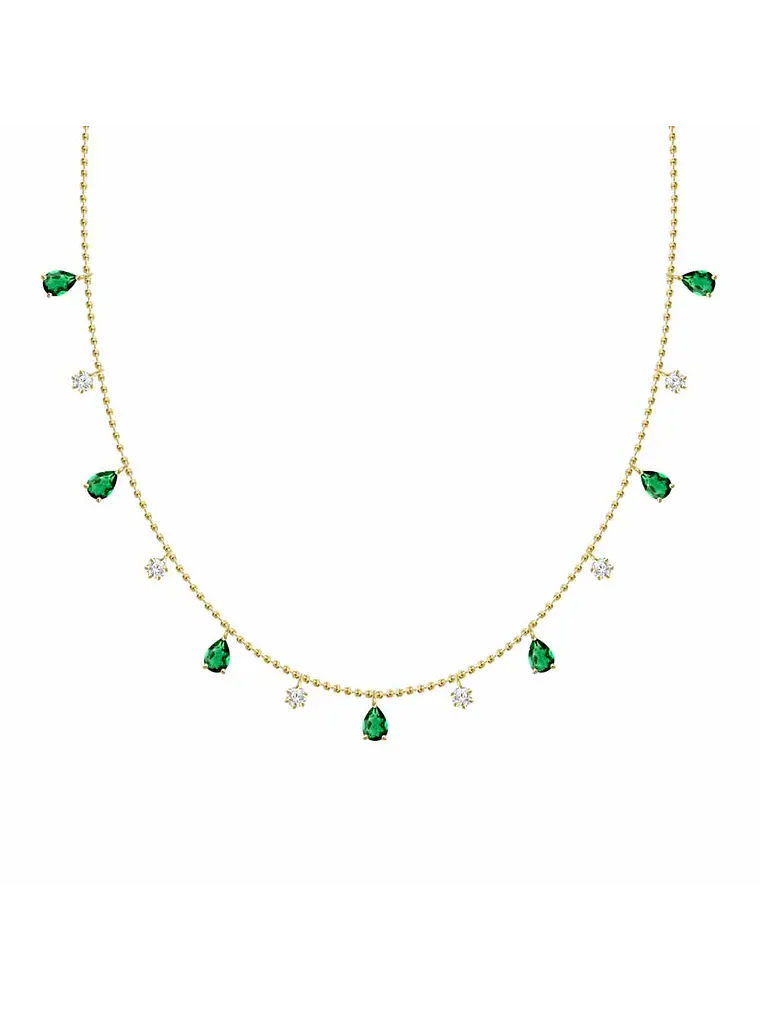 Collar Bolitas con Esmeralda y Diamantes Colgantes Oro Amarillo 18K 1