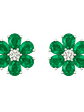 Maravillosos Aros Flor Esmeraldas y Diamantes en Oro Blanco 18K - Miniatura 1