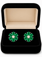 Maravillosos Aros Flor Esmeraldas y Diamantes en Oro Blanco 18K - Miniatura 2