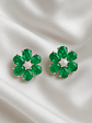 Maravillosos Aros Flor Esmeraldas y Diamantes en Oro Blanco 18K - Miniatura 3