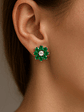 Maravillosos Aros Flor Esmeraldas y Diamantes en Oro Blanco 18K - Miniatura 4