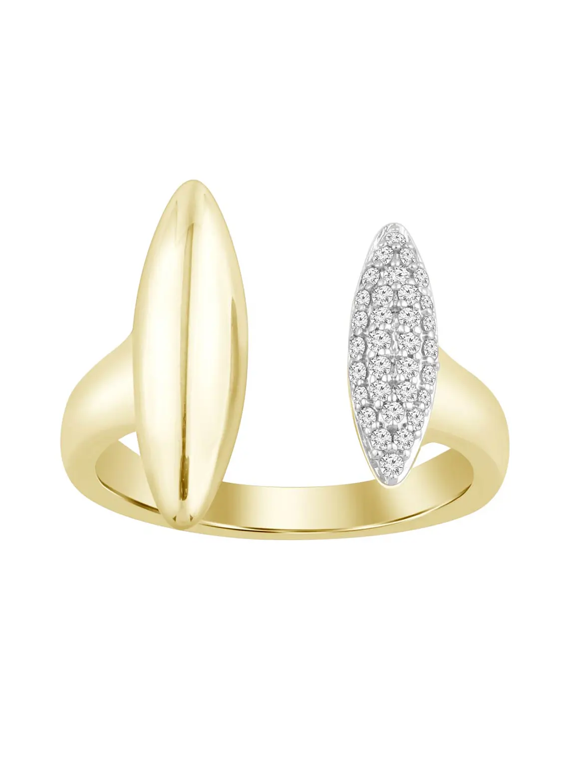 Anillo Moderno Abierto Diamantes Oro Amarillo 18K 1