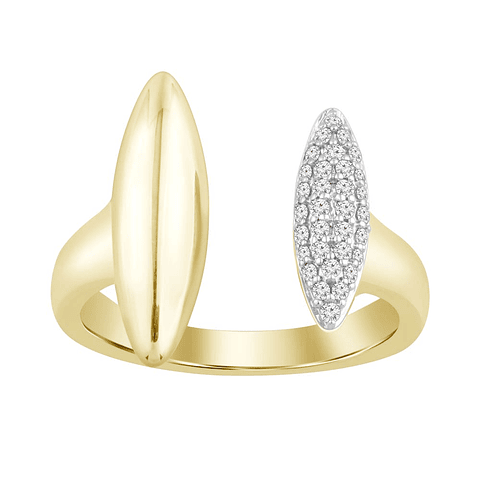 Anillo Moderno Abierto Diamantes Oro Amarillo 18K