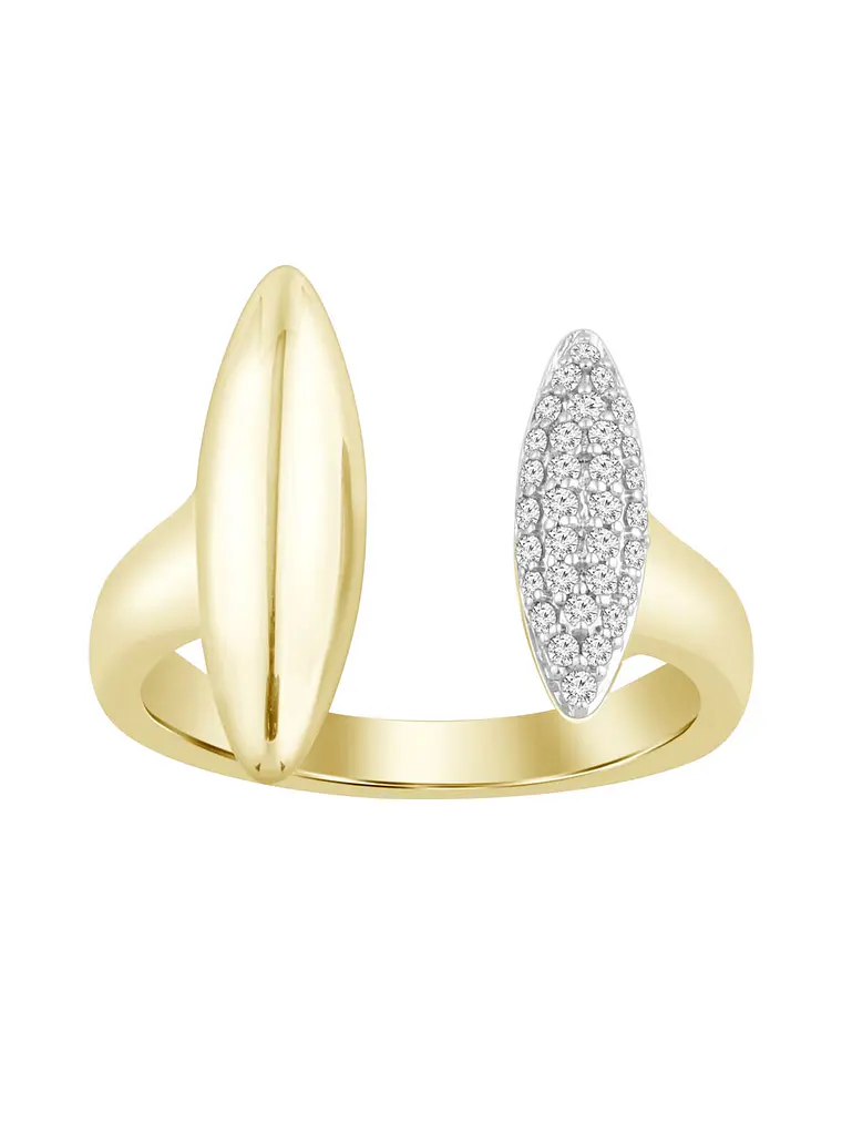 Anillo Moderno Abierto Diamantes Oro Amarillo 18K 1
