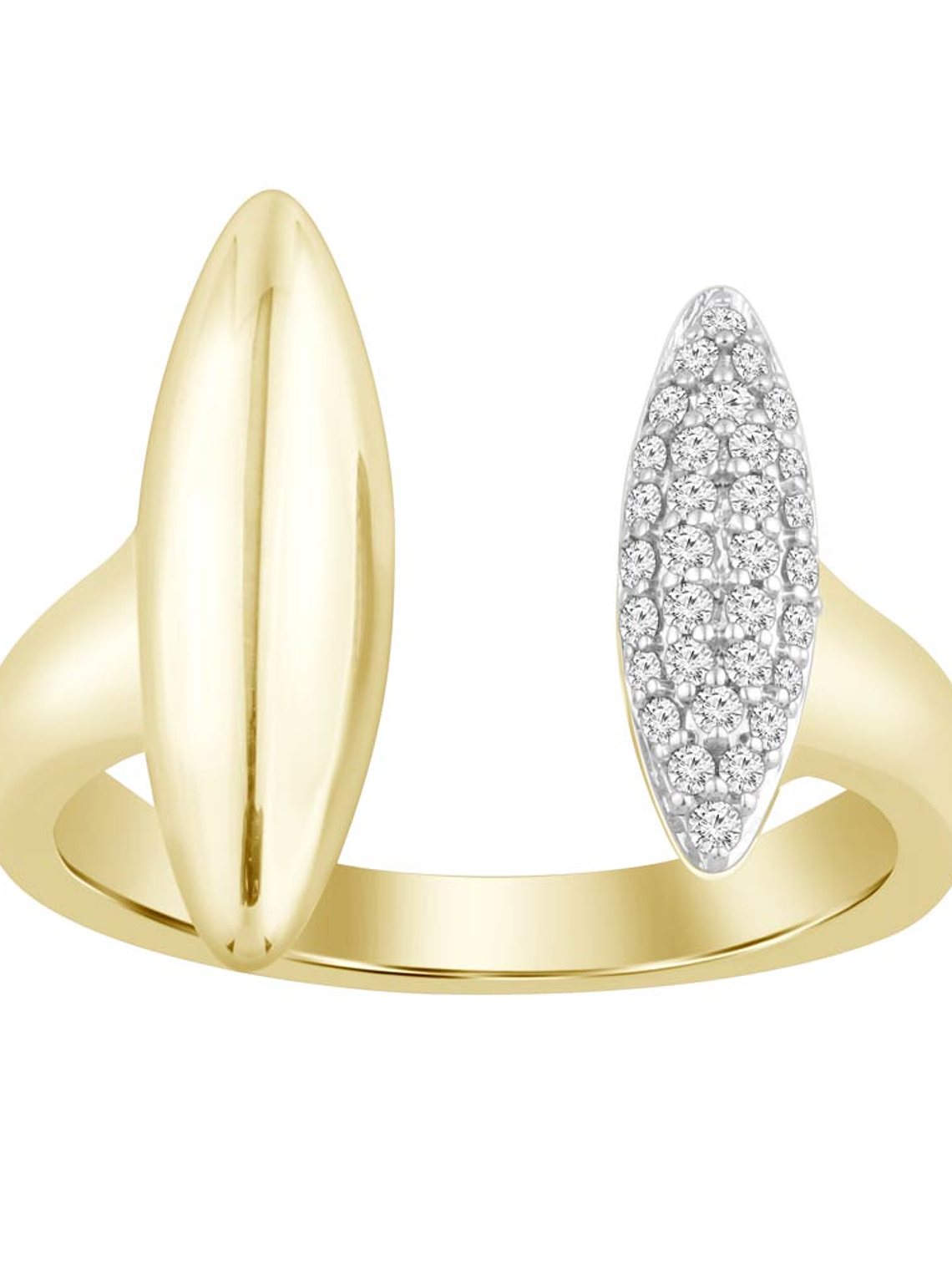 Anillo Moderno Abierto Diamantes Oro Amarillo 18K 1