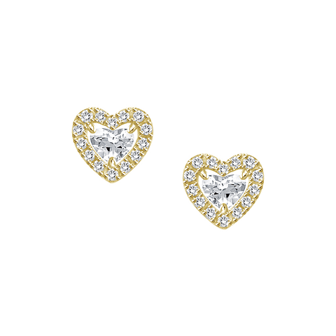 Aros Diamantes Corte Corazón en Oro Amarillo 18K