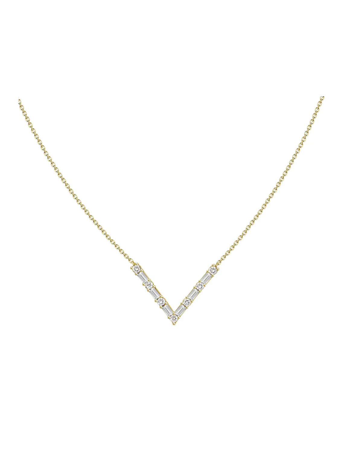 Collar Barra Forma V Diamantes en Oro Amarillo 18K 1