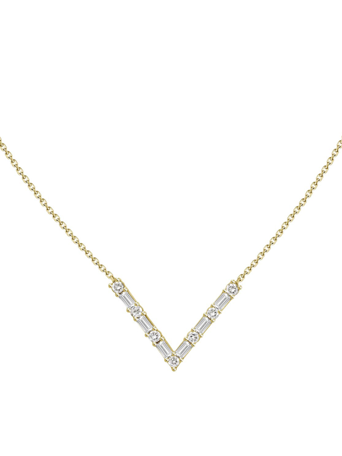 Collar Barra Forma V Diamantes en Oro Amarillo 18K 1