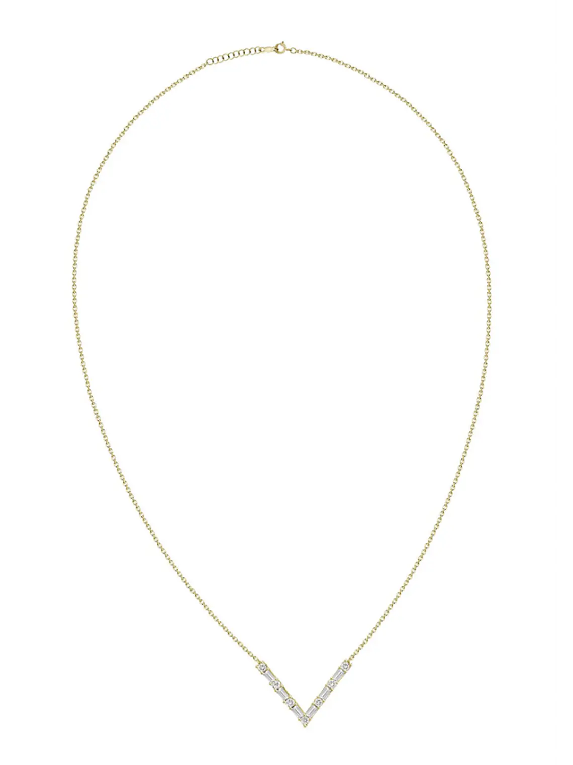 Collar Barra Forma V Diamantes en Oro Amarillo 18K 2