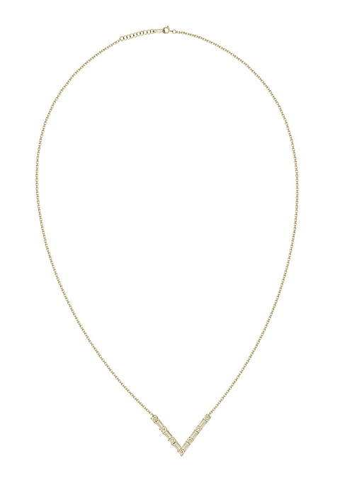 Collar Barra Forma V Diamantes en Oro Amarillo 18K