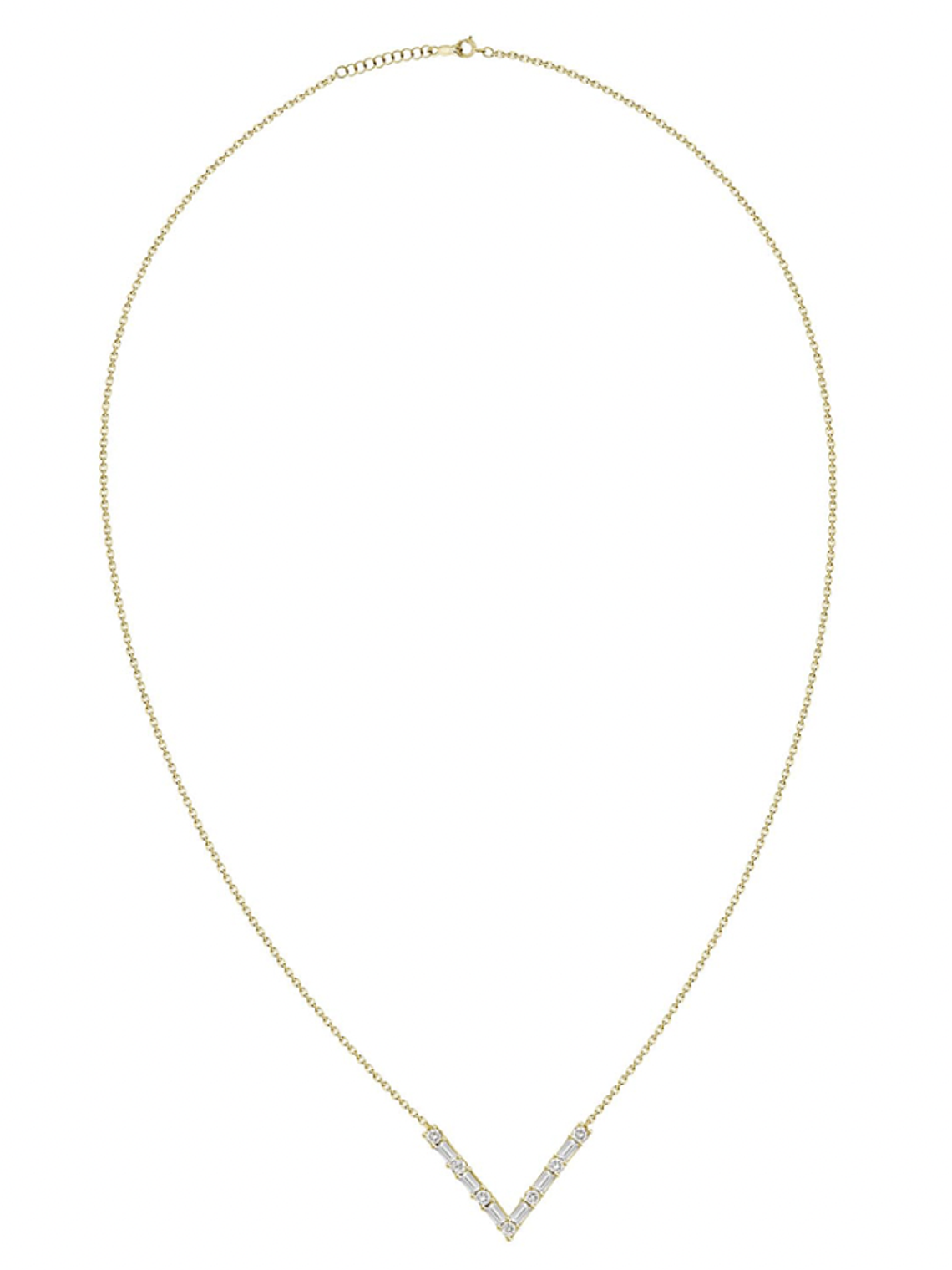 Collar Barra Forma V Diamantes en Oro Amarillo 18K 2