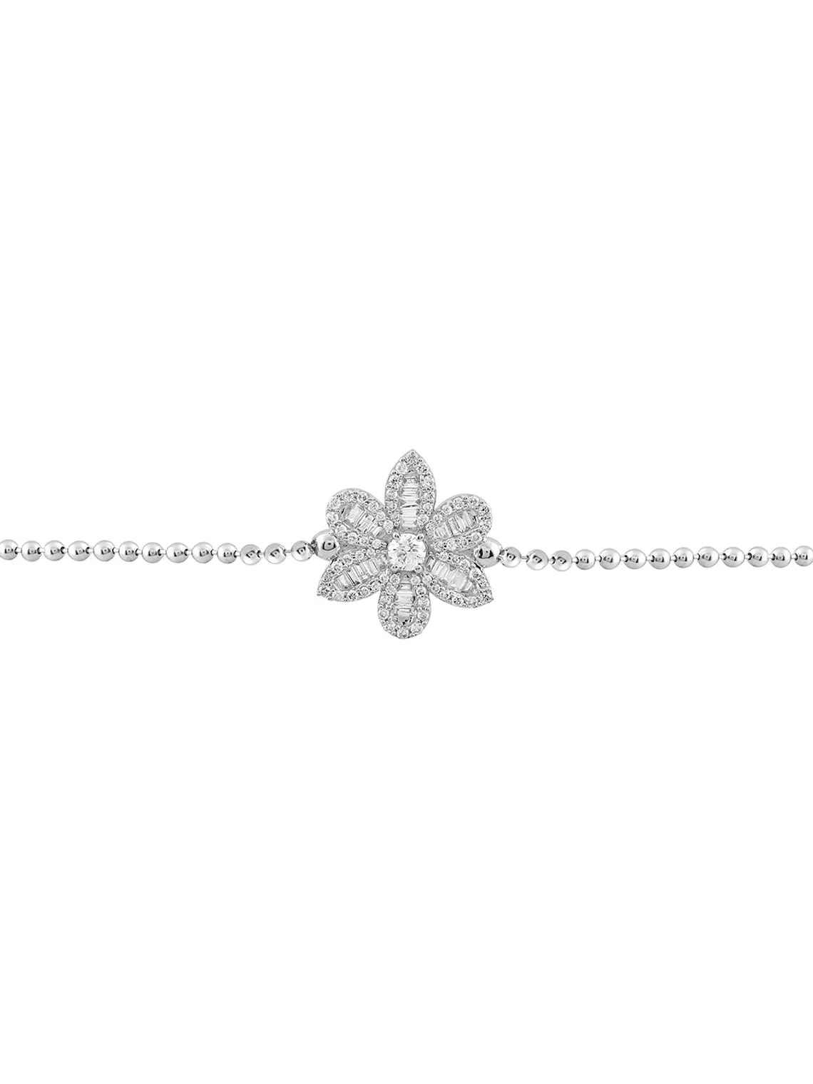 Exclusiva Pulsera Gran Flor de Diamantes en Oro Blanco 18K 2