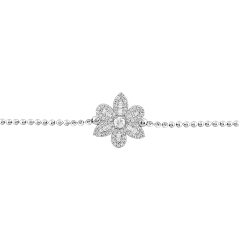 Exclusiva Pulsera Gran Flor de Diamantes en Oro Blanco 18K