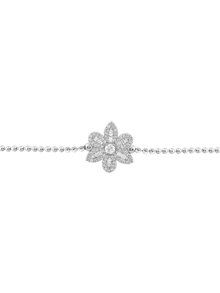 Exclusiva Pulsera Gran Flor de Diamantes en Oro Blanco 18K 2