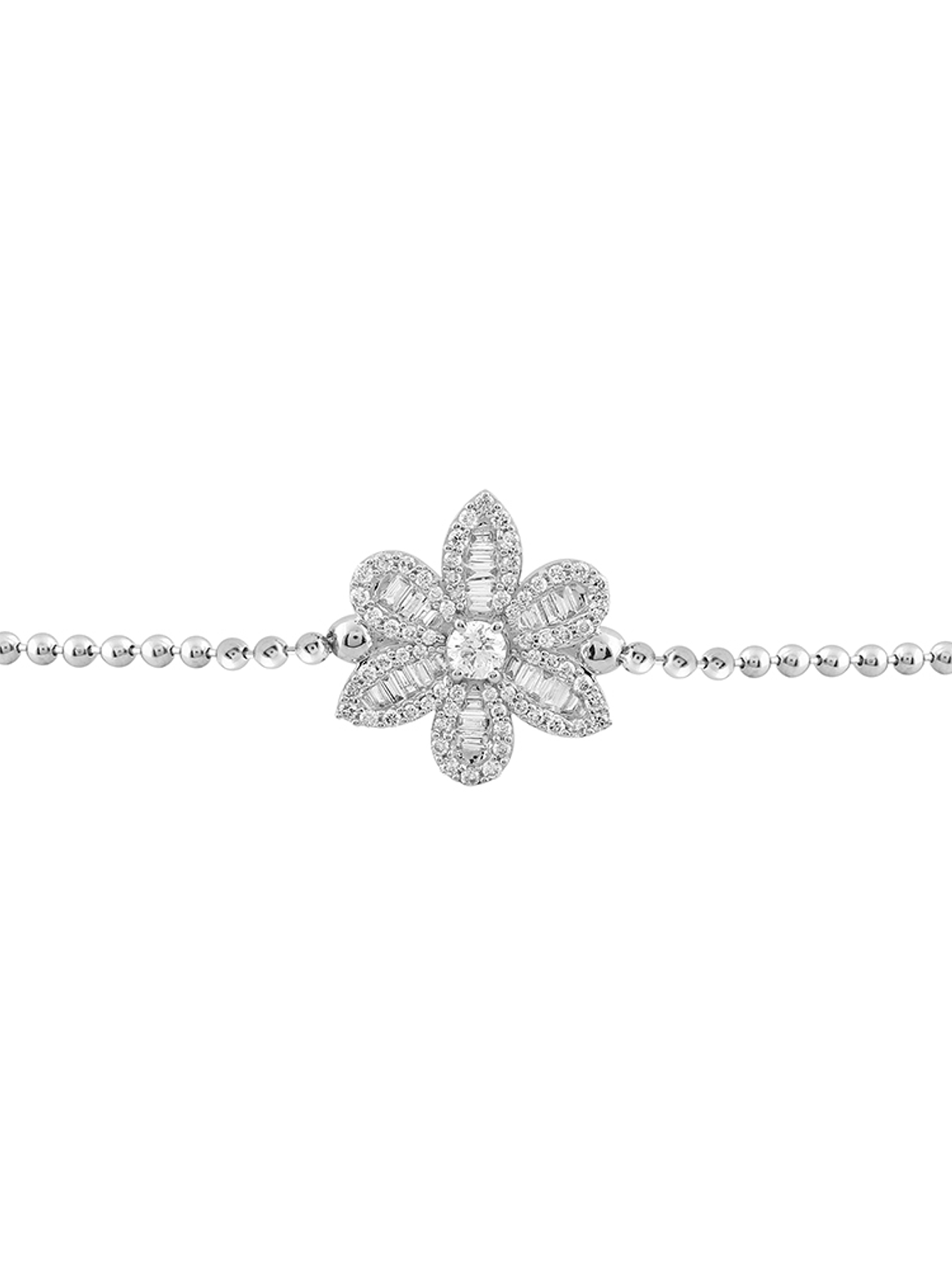 Exclusiva Pulsera Gran Flor de Diamantes en Oro Blanco 18K 2