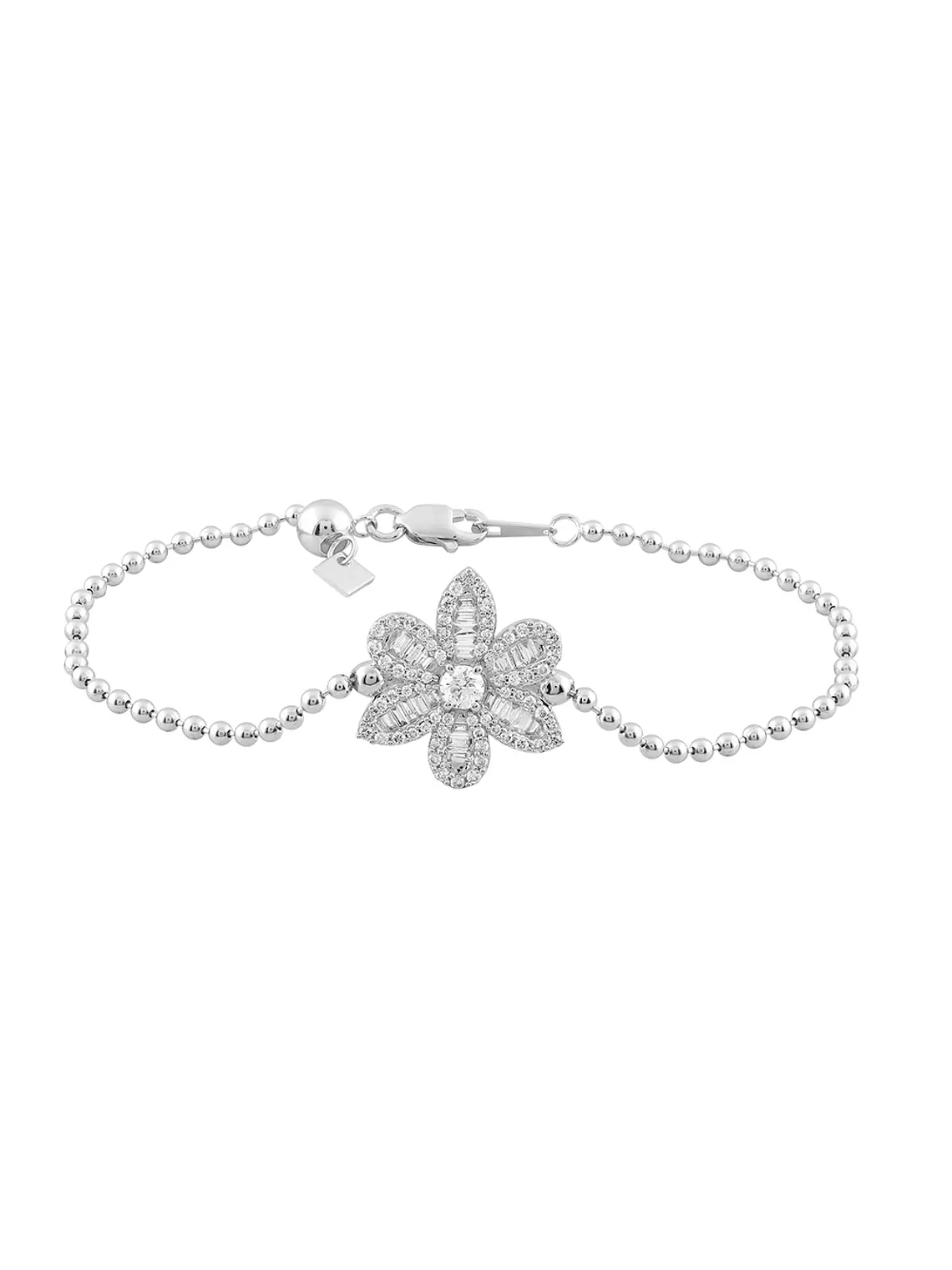 Exclusiva Pulsera Gran Flor de Diamantes en Oro Blanco 18K 1