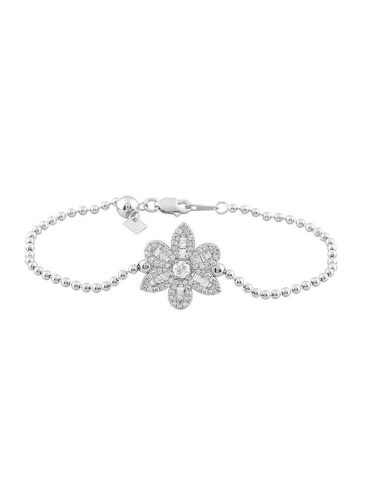 Exclusiva Pulsera Gran Flor de Diamantes en Oro Blanco 18K 1