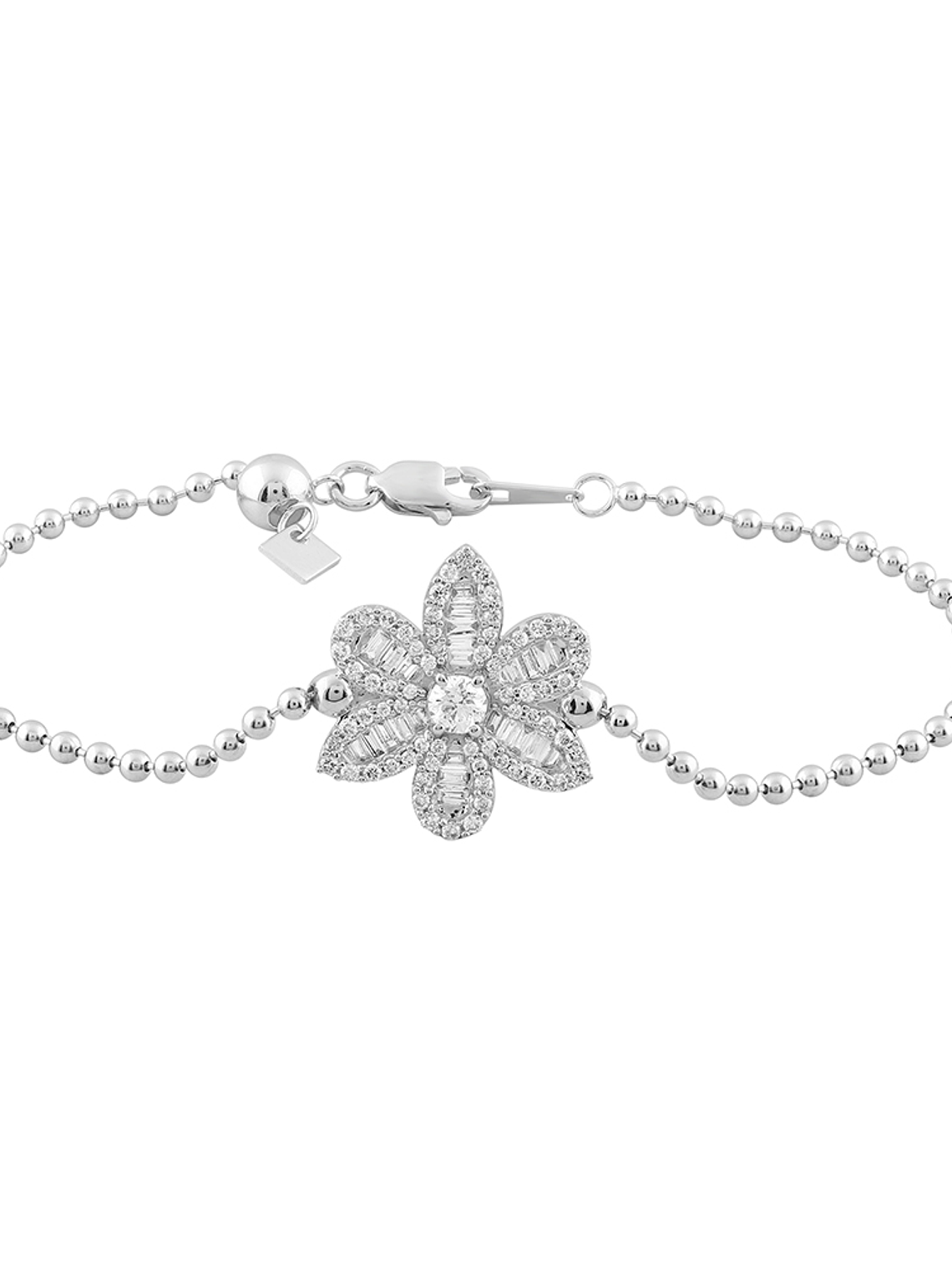 Exclusiva Pulsera Gran Flor de Diamantes en Oro Blanco 18K 1