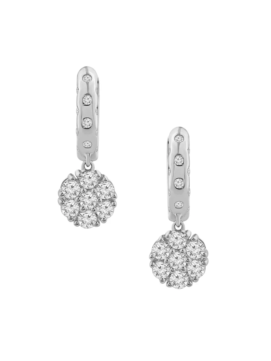Maravillosos Aros Roseta Diamantes Colgante en Oro Blanco 18K 1