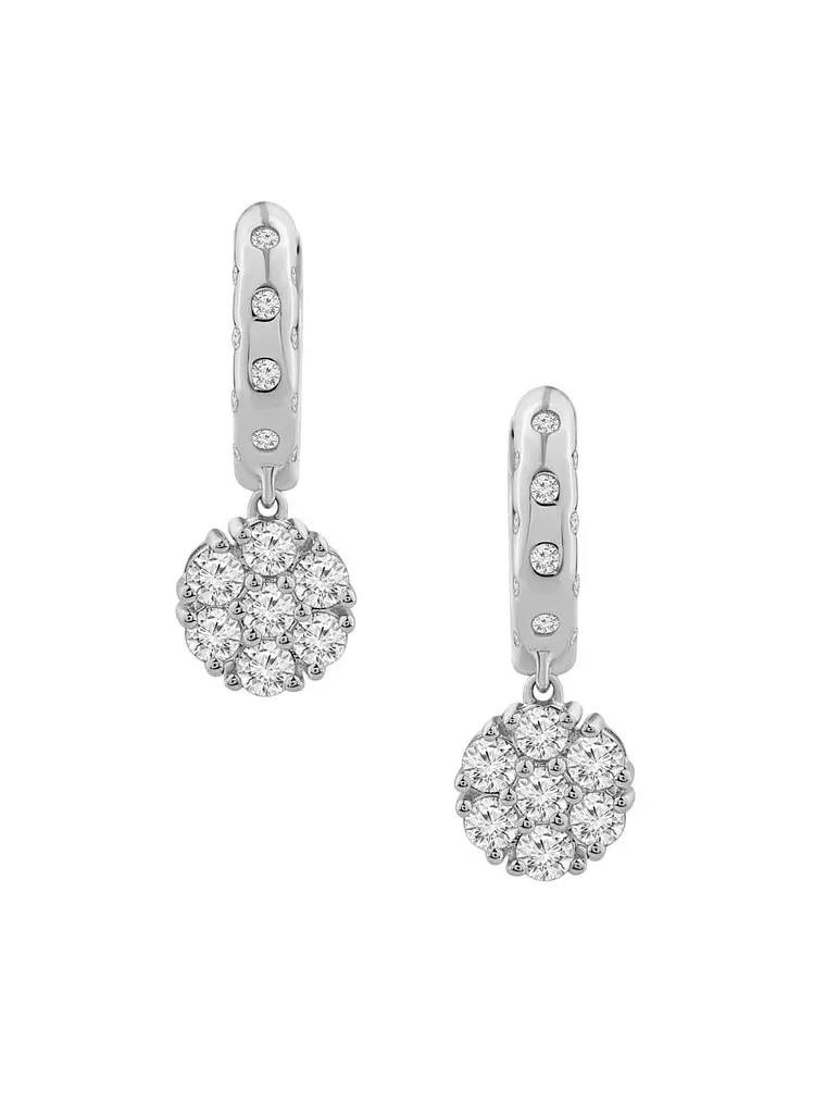 Maravillosos Aros Roseta Diamantes Colgante en Oro Blanco 18K 1