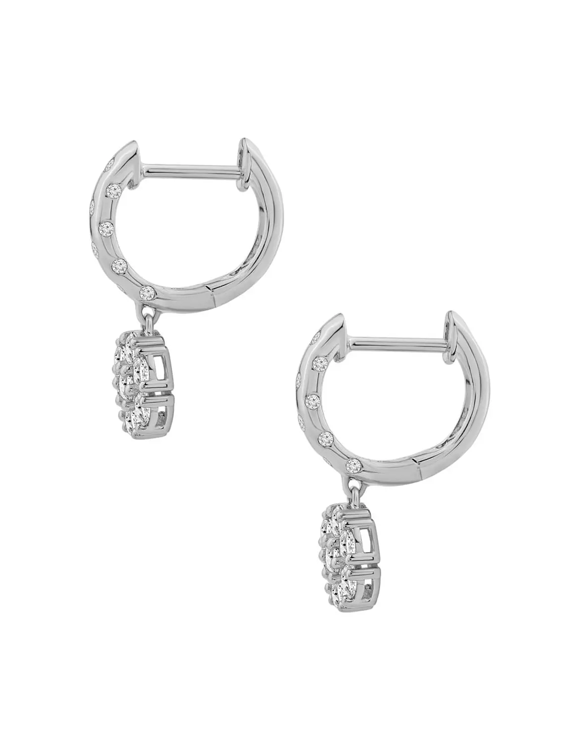 Maravillosos Aros Roseta Diamantes Colgante en Oro Blanco 18K 3