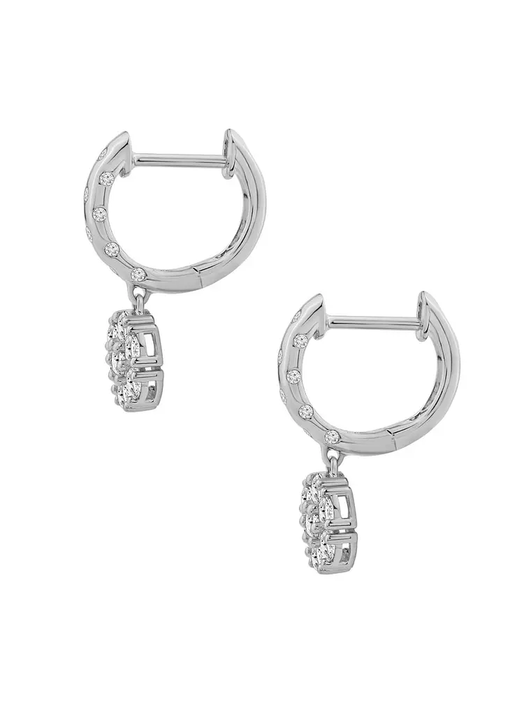 Maravillosos Aros Roseta Diamantes Colgante en Oro Blanco 18K 3