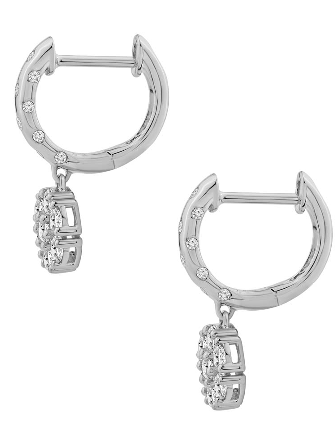 Maravillosos Aros Roseta Diamantes Colgante en Oro Blanco 18K 3