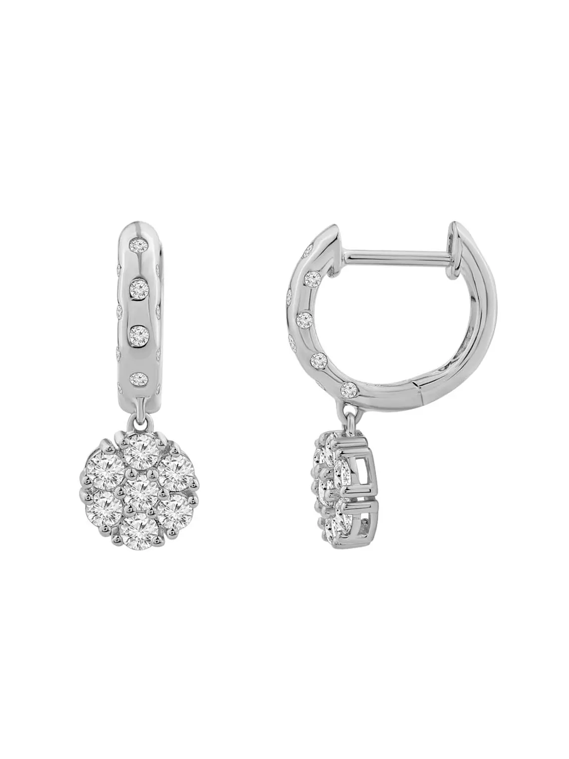 Maravillosos Aros Roseta Diamantes Colgante en Oro Blanco 18K 2