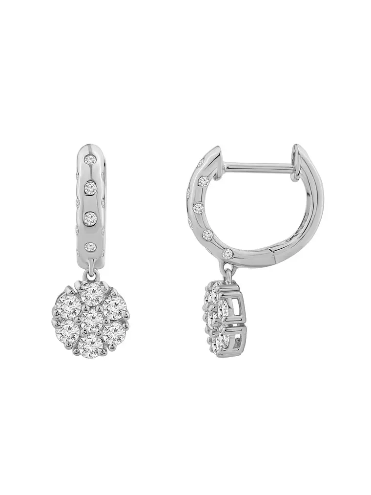 Maravillosos Aros Roseta Diamantes Colgante en Oro Blanco 18K 2