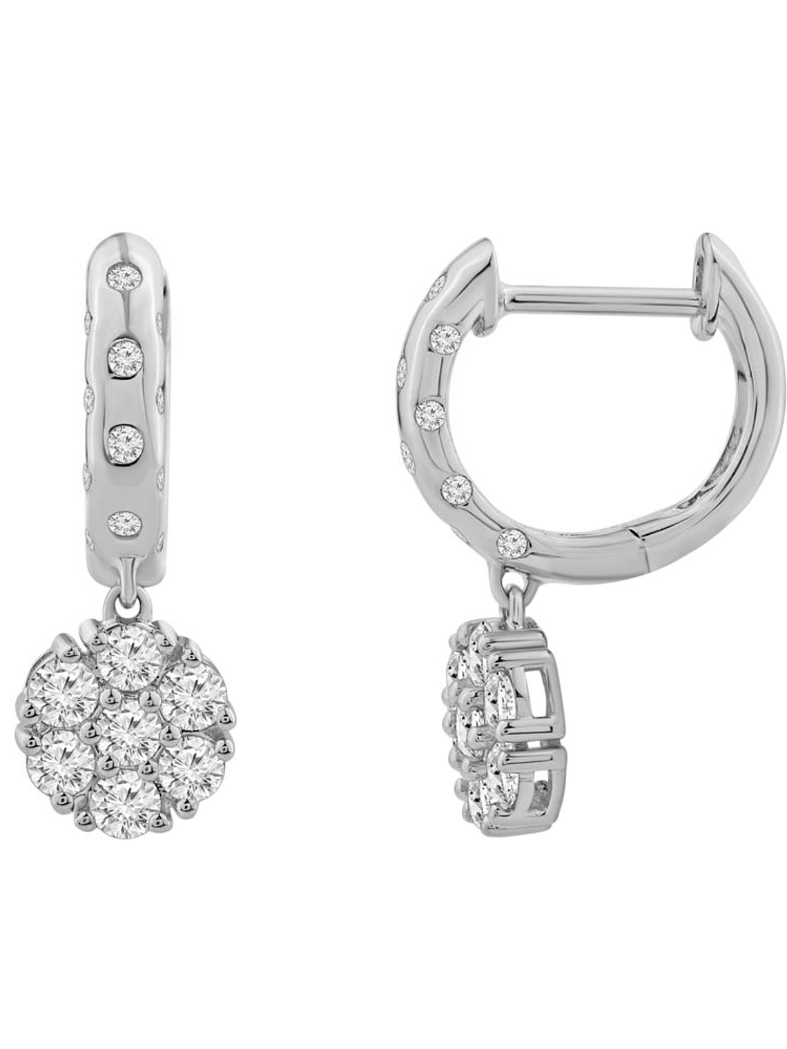 Maravillosos Aros Roseta Diamantes Colgante en Oro Blanco 18K 2