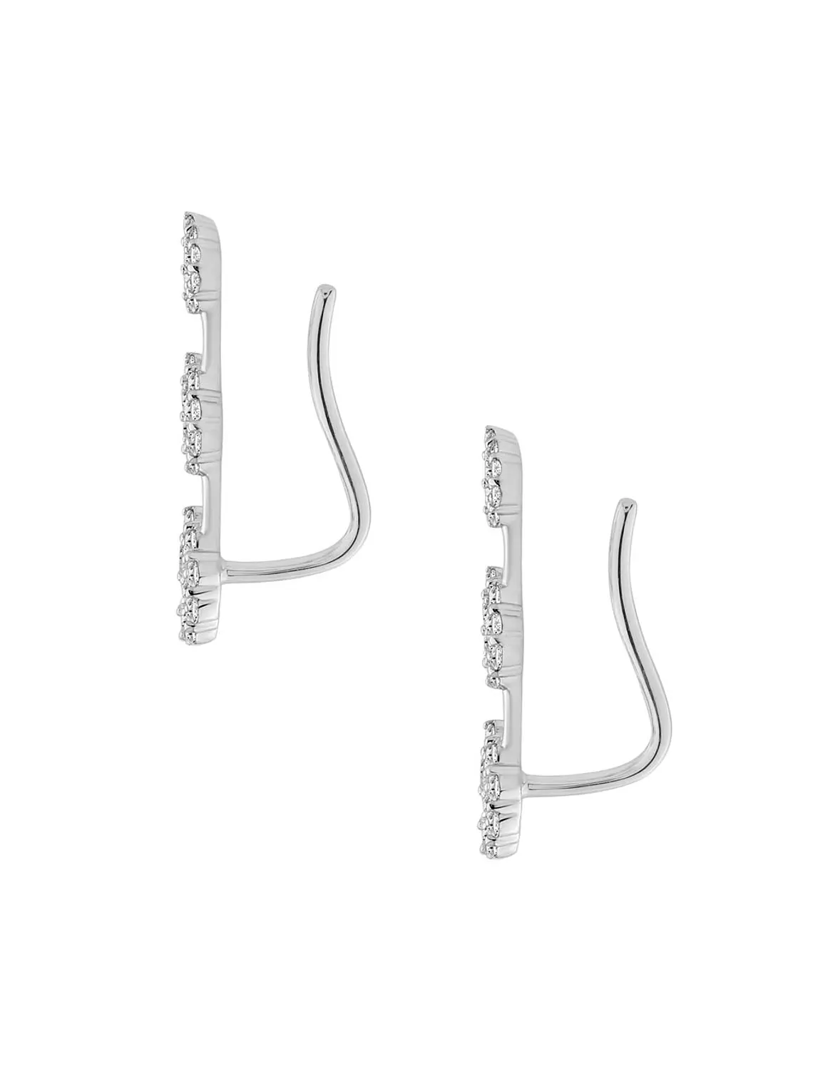 Aros Trepadores Triple Diamantes en Oro Blanco 18K 3