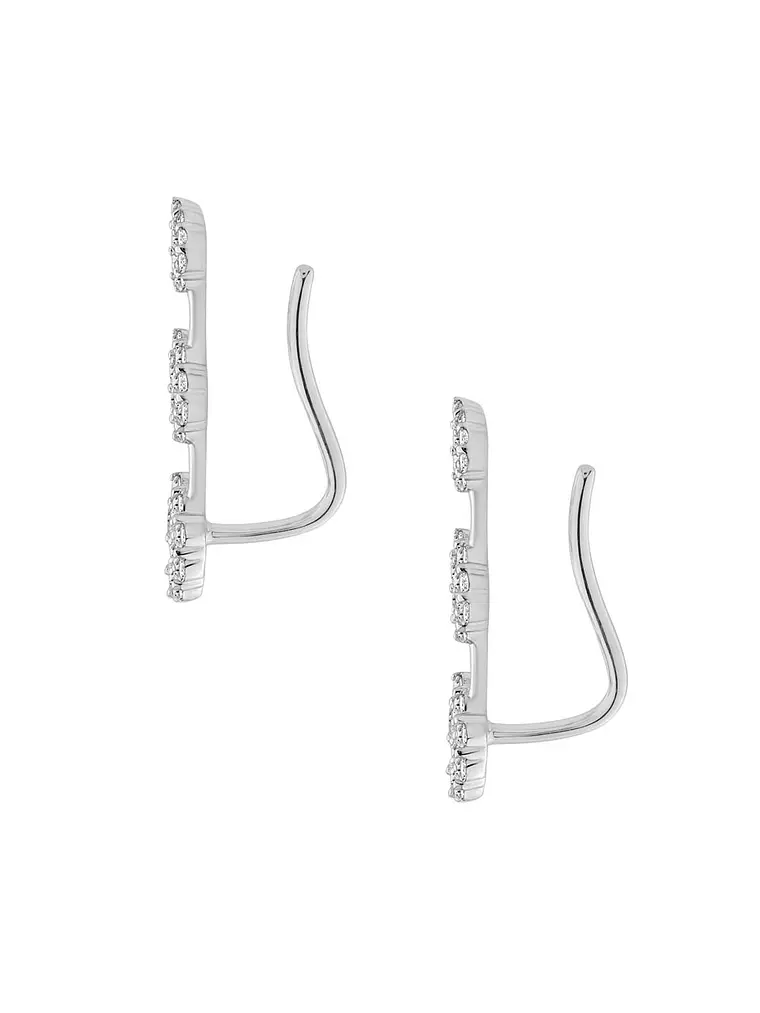 Aros Trepadores Triple Diamantes en Oro Blanco 18K 3