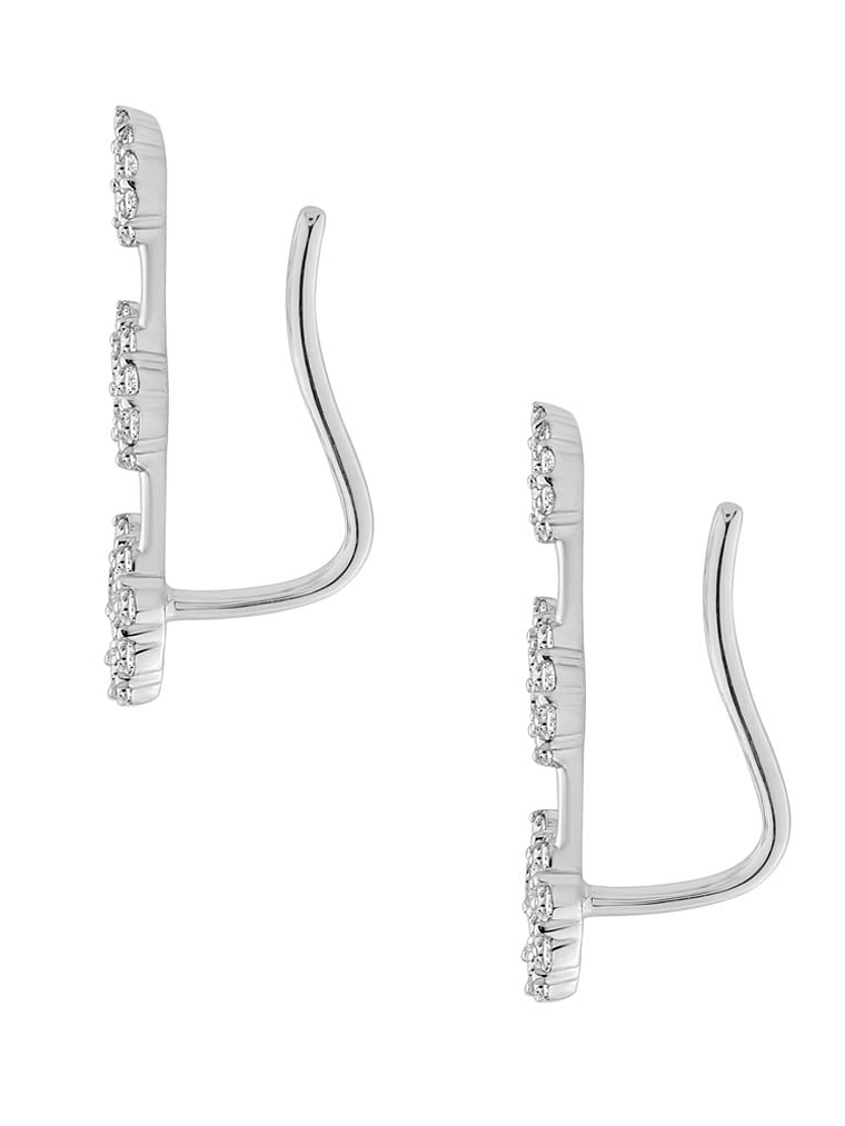 Aros Trepadores Triple Diamantes en Oro Blanco 18K 3