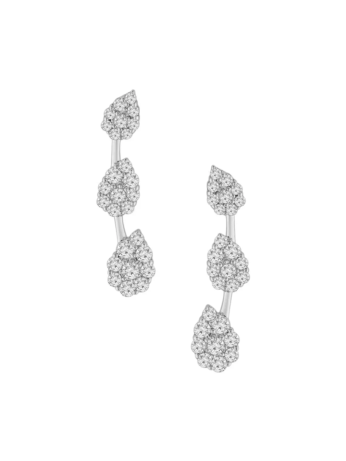 Aros Trepadores Triple Diamantes en Oro Blanco 18K 1