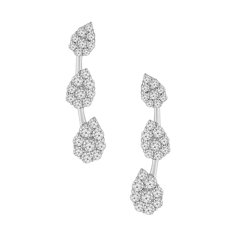 Aros Trepadores Triple Diamantes en Oro Blanco 18K