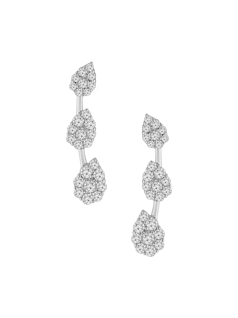 Aros Trepadores Triple Diamantes en Oro Blanco 18K 1