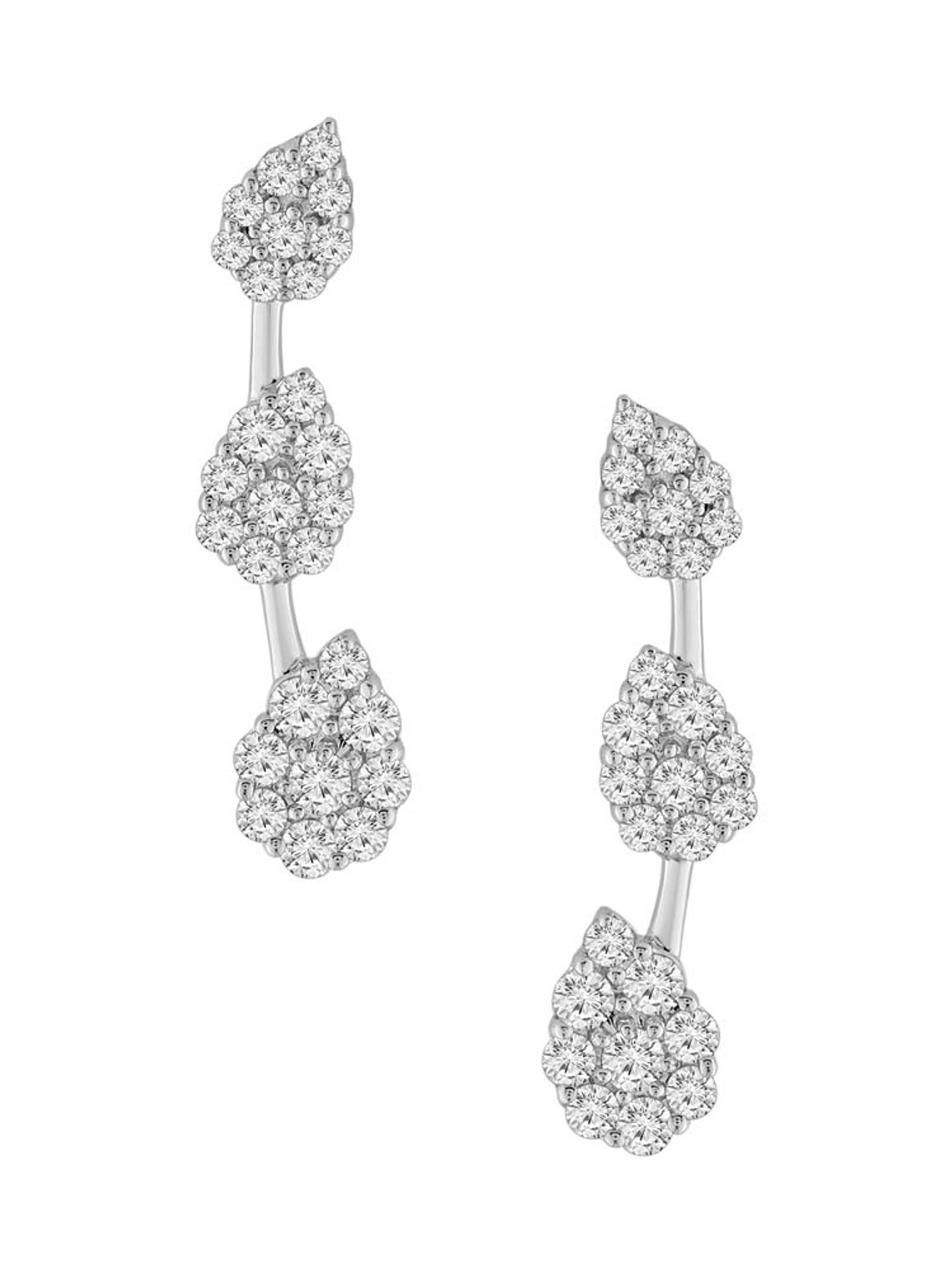 Aros Trepadores Triple Diamantes en Oro Blanco 18K 1