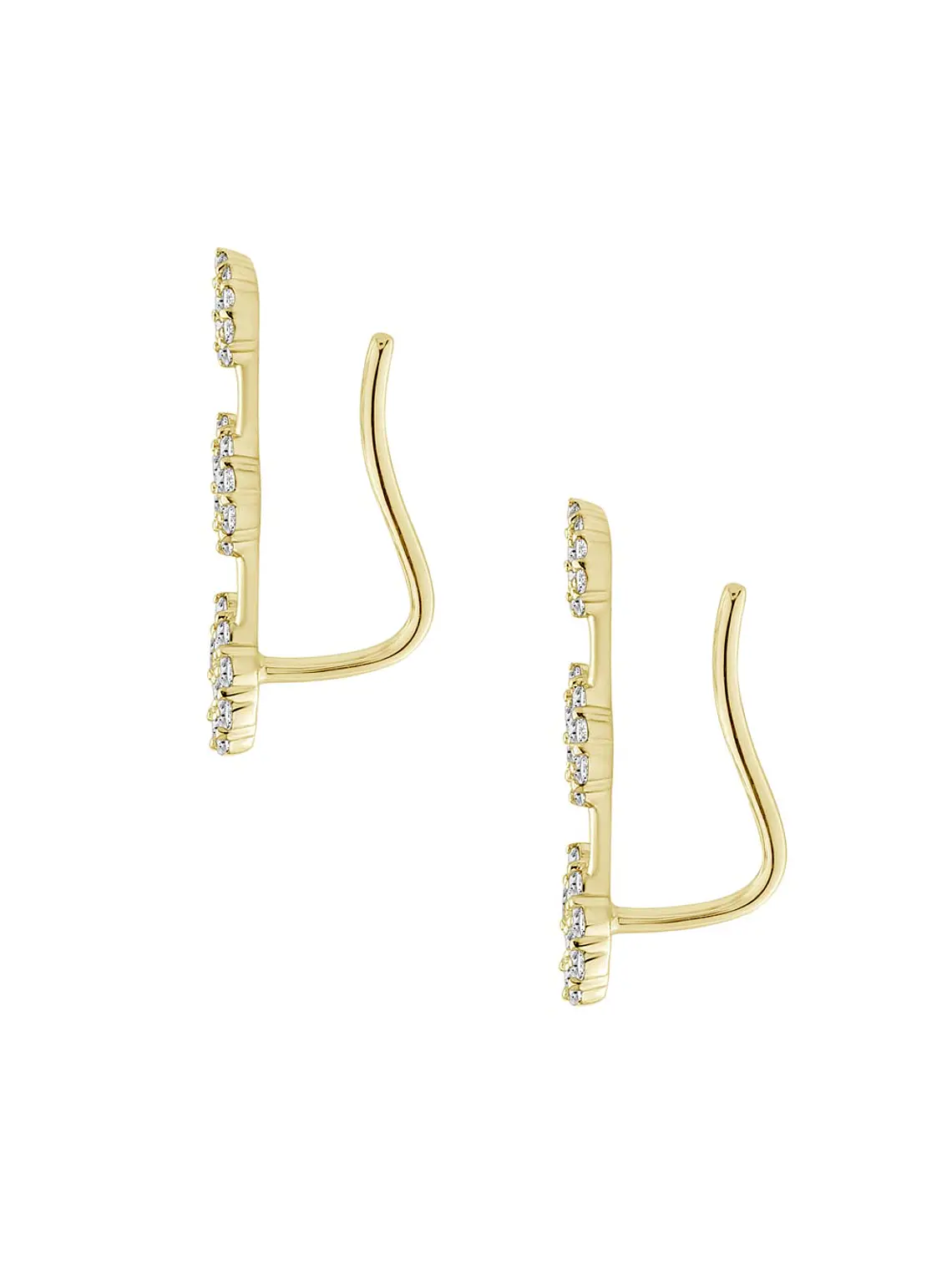 Aros Trepadores Triple Diamantes en Oro Amarillo 18K 3