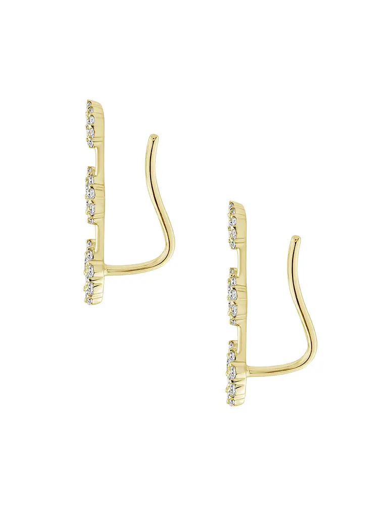 Aros Trepadores Triple Diamantes en Oro Amarillo 18K 3